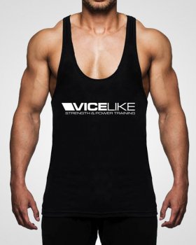 VICELIKE™ BLACK T-BACK MENS BODYBUILDING STRINGER VEST