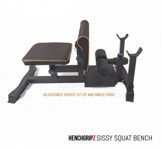 HENCHGRIPZ Sissy Squat Bench / Preacher Curl Crunch Rack BLACK