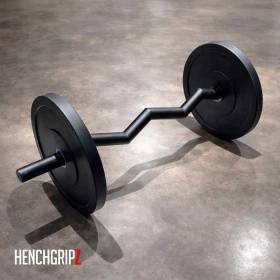 HENCHGRIPZ Thick EZ Curl Bar - Fat Axle Grip Olympic 4ft Barbell