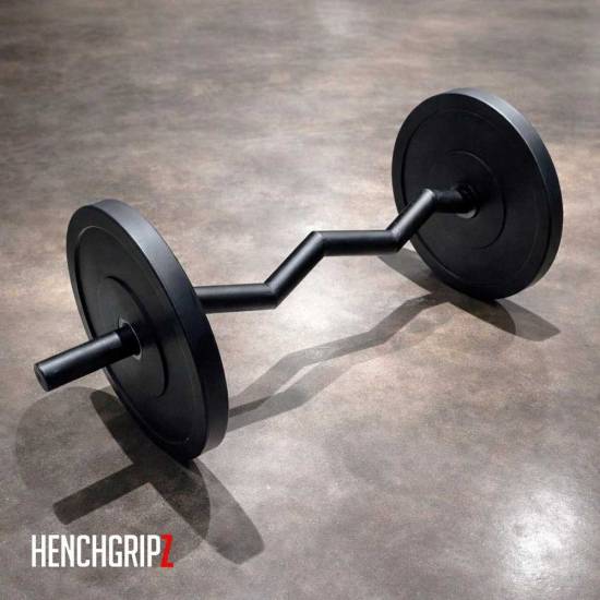 HENCHGRIPZ Thick EZ Curl Bar - Fat Axle Grip Olympic 4ft Barbell