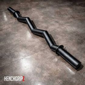 HENCHGRIPZ Thick EZ Curl Bar - Fat Axle Grip Olympic 4ft Barbell