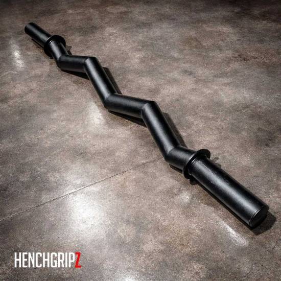 HENCHGRIPZ Thick EZ Curl Bar - Fat Axle Grip Olympic 4ft Barbell