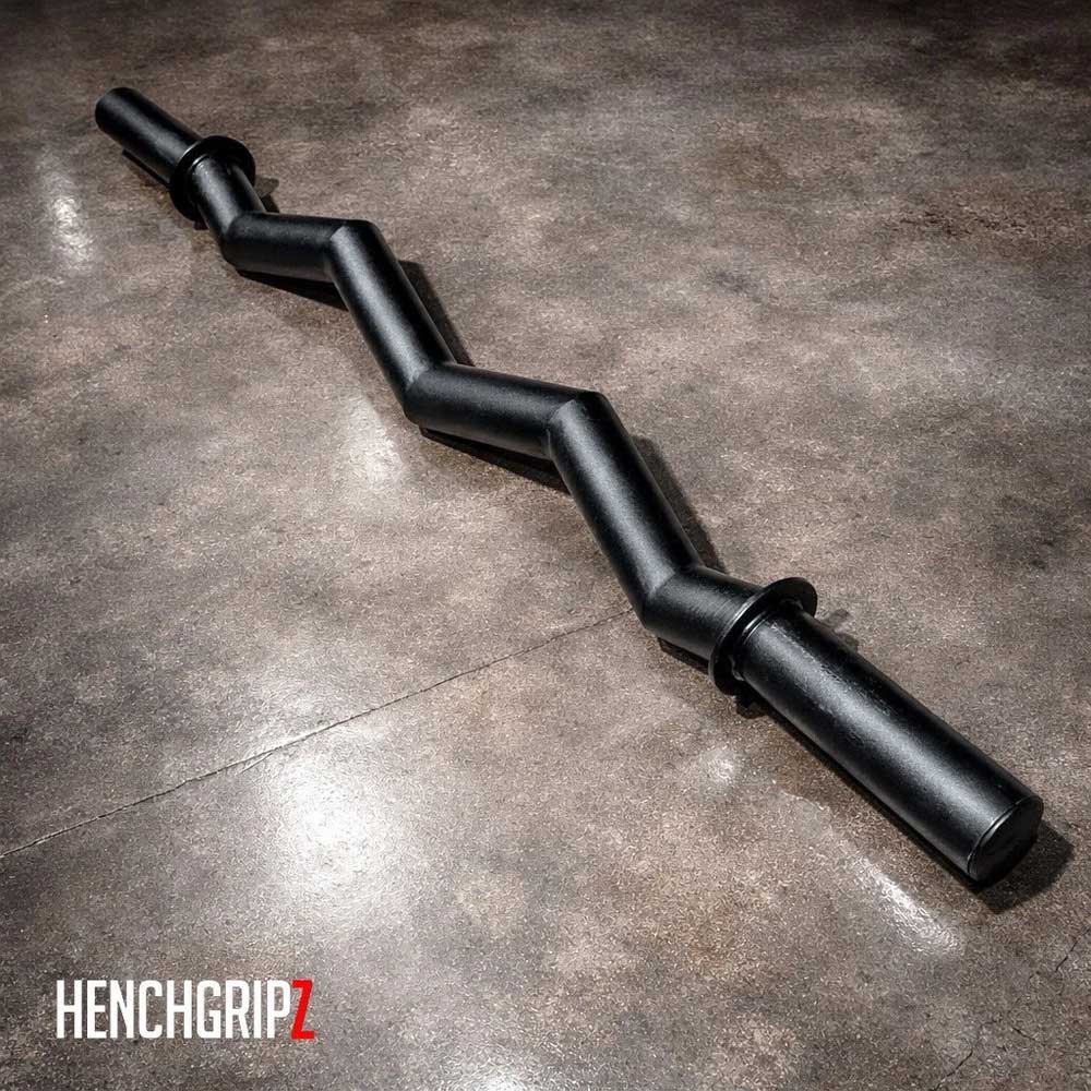 HENCHGRIPZ Thick EZ Curl Bar - Fat Axle Grip Olympic 4ft Barbell